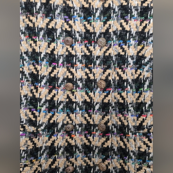 Etcetera Tweed Boucle Wool Houndstooth Blazer Black Multicolor Size 12 - Picture 3 of 11